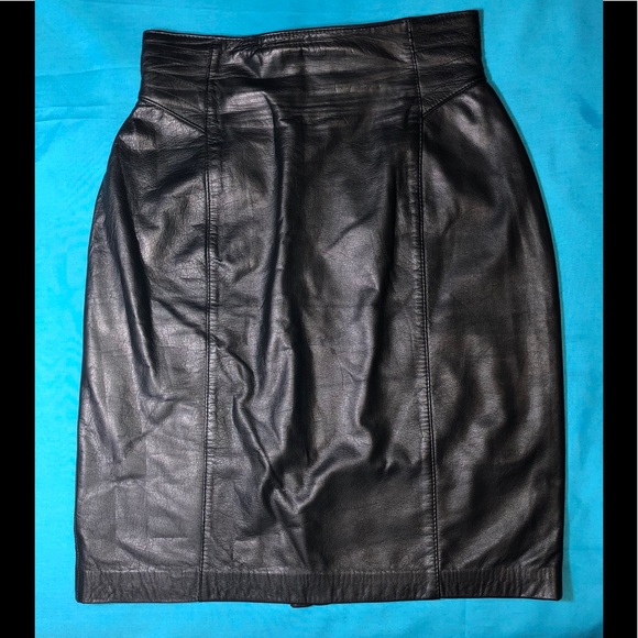 Toffs Dresses & Skirts - Black Genuine Leather Lined High Waist Skirt